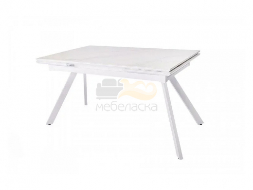Стол раздвижной Атлант 1800 мрамор белый/белый муар