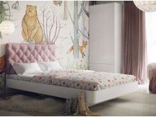 Кровать Милана с каретной стяжкой розовая